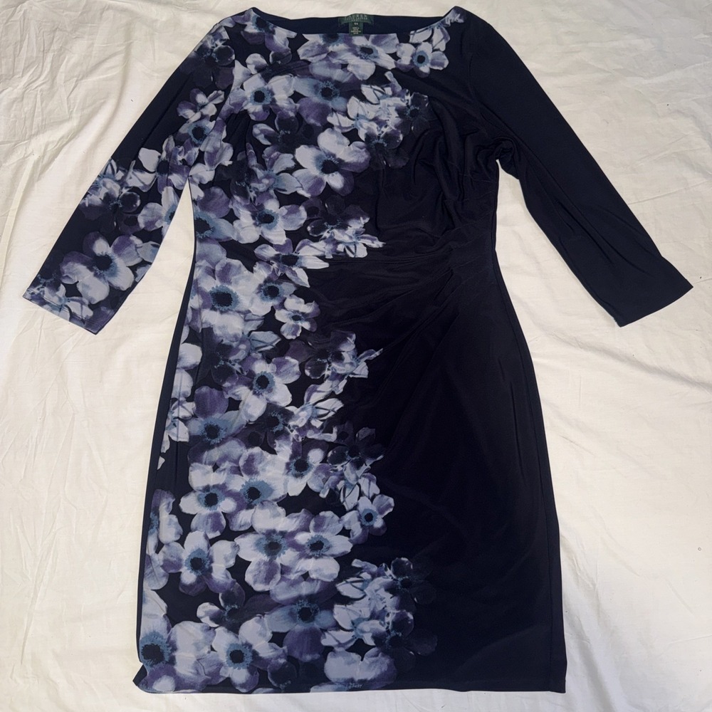 Ralph Lauren Dress Women's 16 Floral Print Jersey Sheath